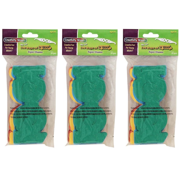 Creativity Street 100 Days of School Paper Glasses, 2.5in x 16in, PK75 PAC4671 - main